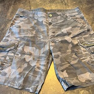 Men green camo KHUL shorts.
